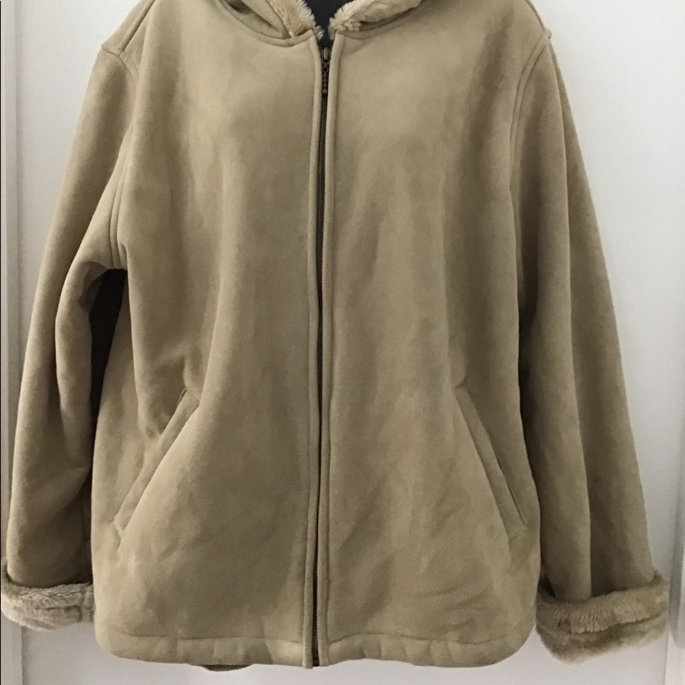 Charles Klein Faux Fur Jacket Coat Size L